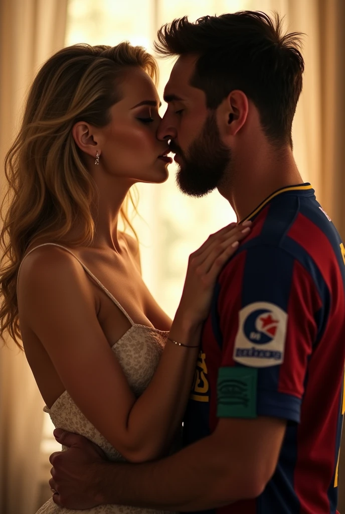 Jennifer Lawrence kissing messi 