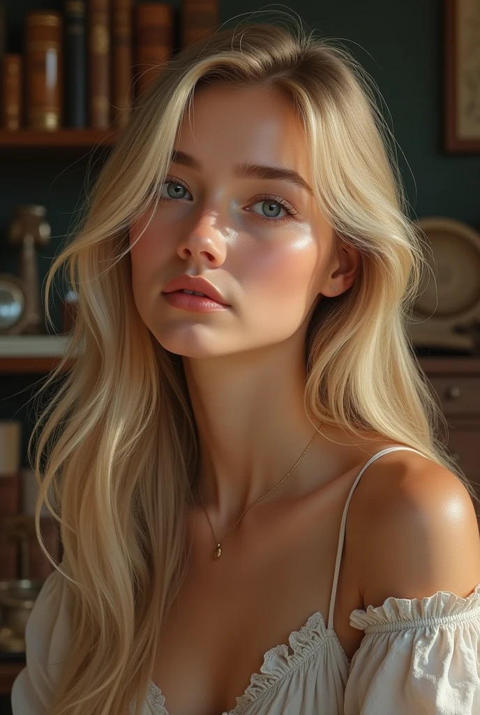 A profile picture for a quote page with a blonde who loves to write