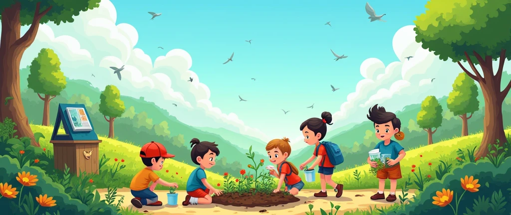 Children taking care of planet Earth
