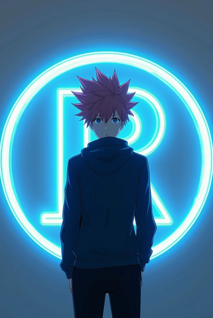 Male character of anime Infront of the R letter.
Same but remove the Bg with simple grey color and make R word medium small and character should be portrait make word stylish and glow neon blue
Fit in a circle to be a great logo
Fit the character also in a circle