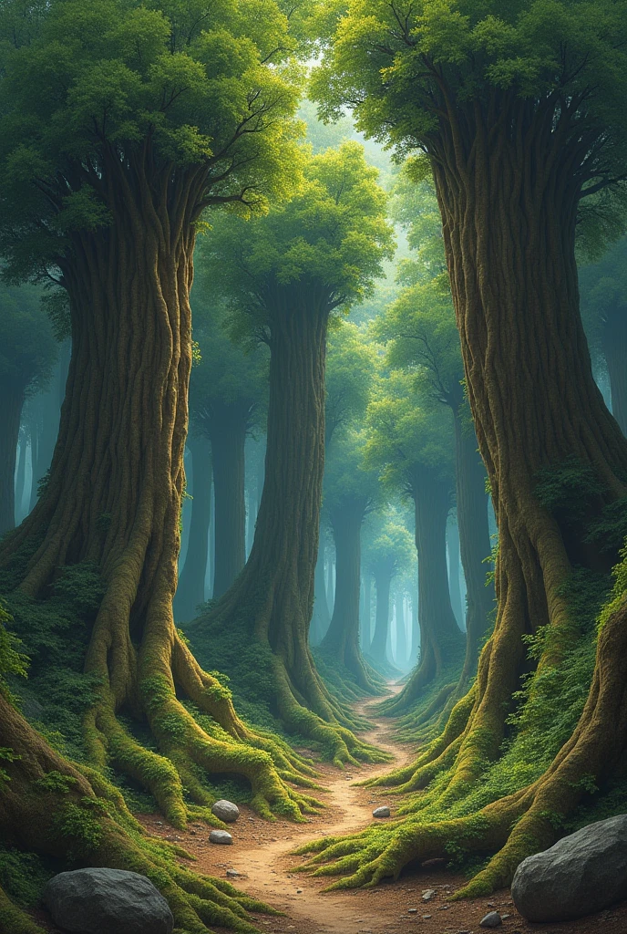 A forest where the trees grow upside down, with roots in the sky and leaves brushing the ground, challenging the viewer's perception of gravity and reality.
simple
can you do like it's paint
and artist made it like surrealism art