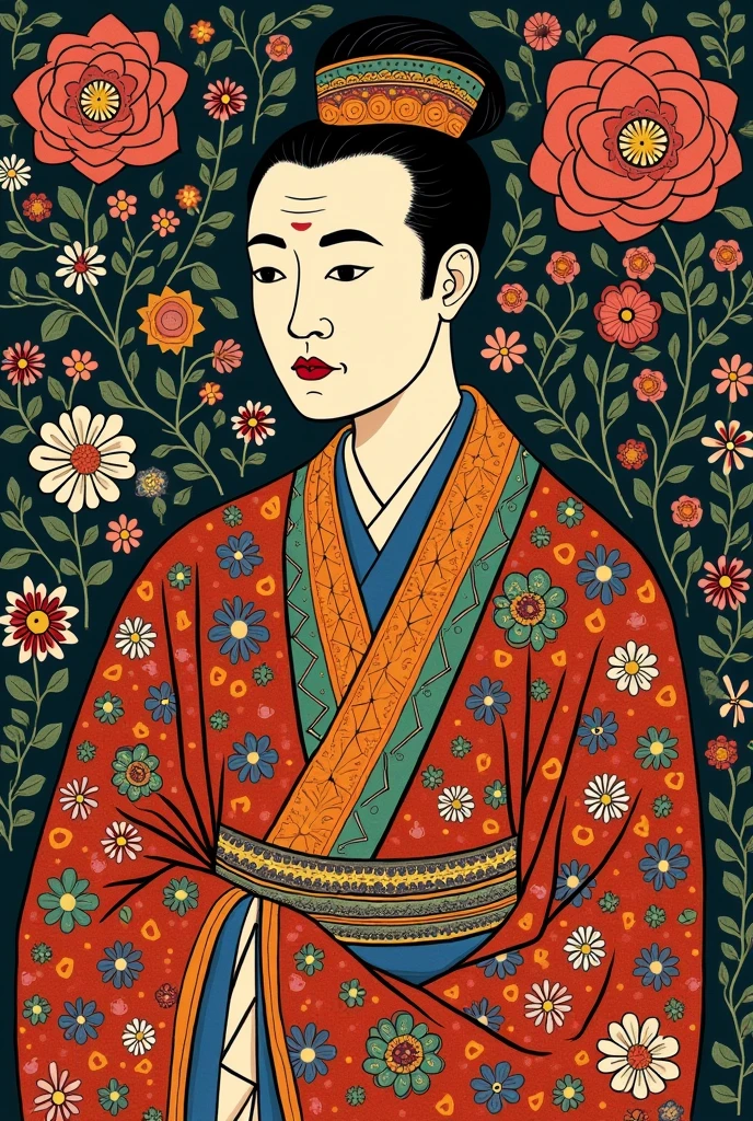 Historical figure of japan Madhubani art