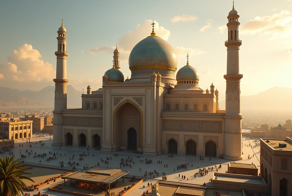 Mosque under the fire of day