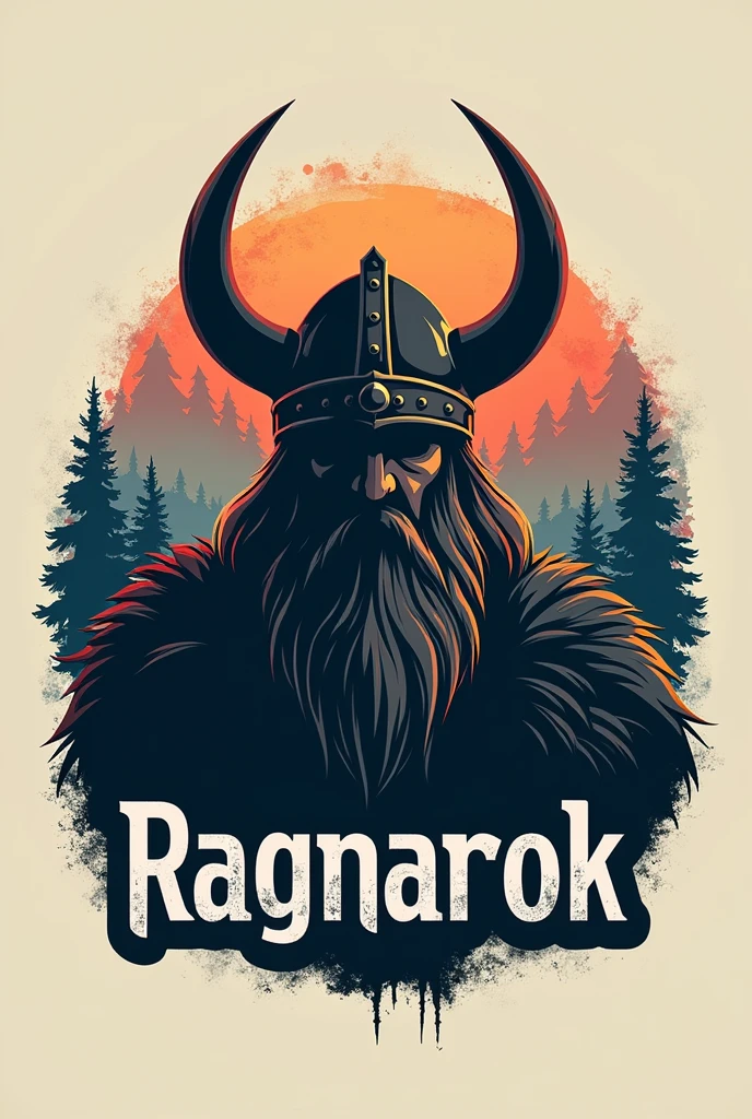 I want a logo in size 3:4 for my e-sport team, I want the background to be Nordic themed and have an image in the center(silhuette) of a Viking&#39;s head and in the lower centered part has the name Ragnarok with a font that resembles antiquity and leaves the colors in a Nordic theme 