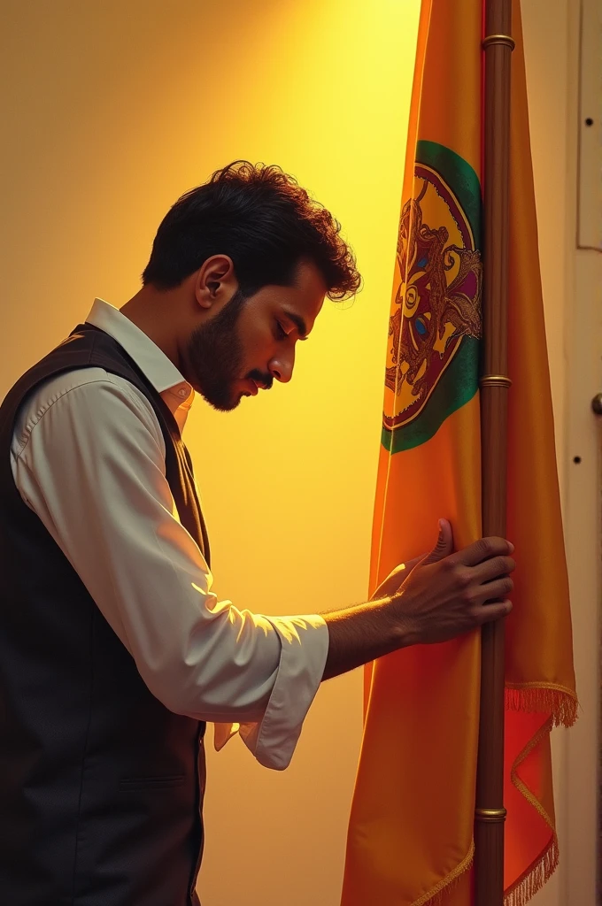 Udhaynidhi worshipping dmk flag