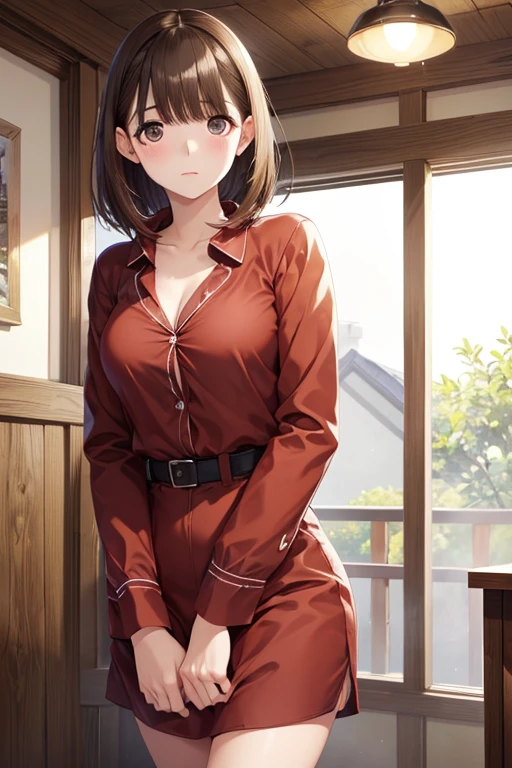 anegasaki nene、Shiny brown hair, short hair, (Beautiful brown eyes、Sparkling eyes, Fine grain)、笑face、Ultra-detailed eyes、非常に詳細なface, Highly detailed eyes,Cowboy Shot、
masterpiece, Highest quality, High resolution, Medium chest, Cleavage,
pajamas, Red Shirt, Dress shirt, barefoot, Cowboy Shot, Are standing, 笑face, blue sky, Arms at your sides, Straight,Browsing Caution, (beautiful_face:1.5),(narrow_Waist),(Perfect hands, Perfect Anatomy),
