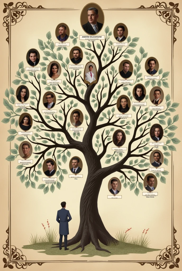 Create a genalogic tree with names, geners, and origens, every name represent a level in tree
Andrea Brassanini - male -Italy
Luis Brassanini - male - Brazil
Eunildo Brassanini - male - Brazil
Valmor Brassanini - male - Brazil
Thalita Brassanini - female - Brazil
Lucas Brassanini Soares - male - Brazil
Use avatars to represent the persons
Lucas represent de young generation and Andrea represent de old one