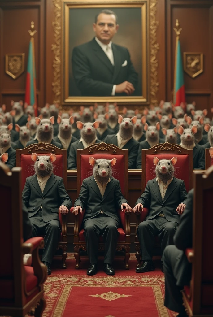The rats in the parliament in Uzbekistan are sitting in a chair