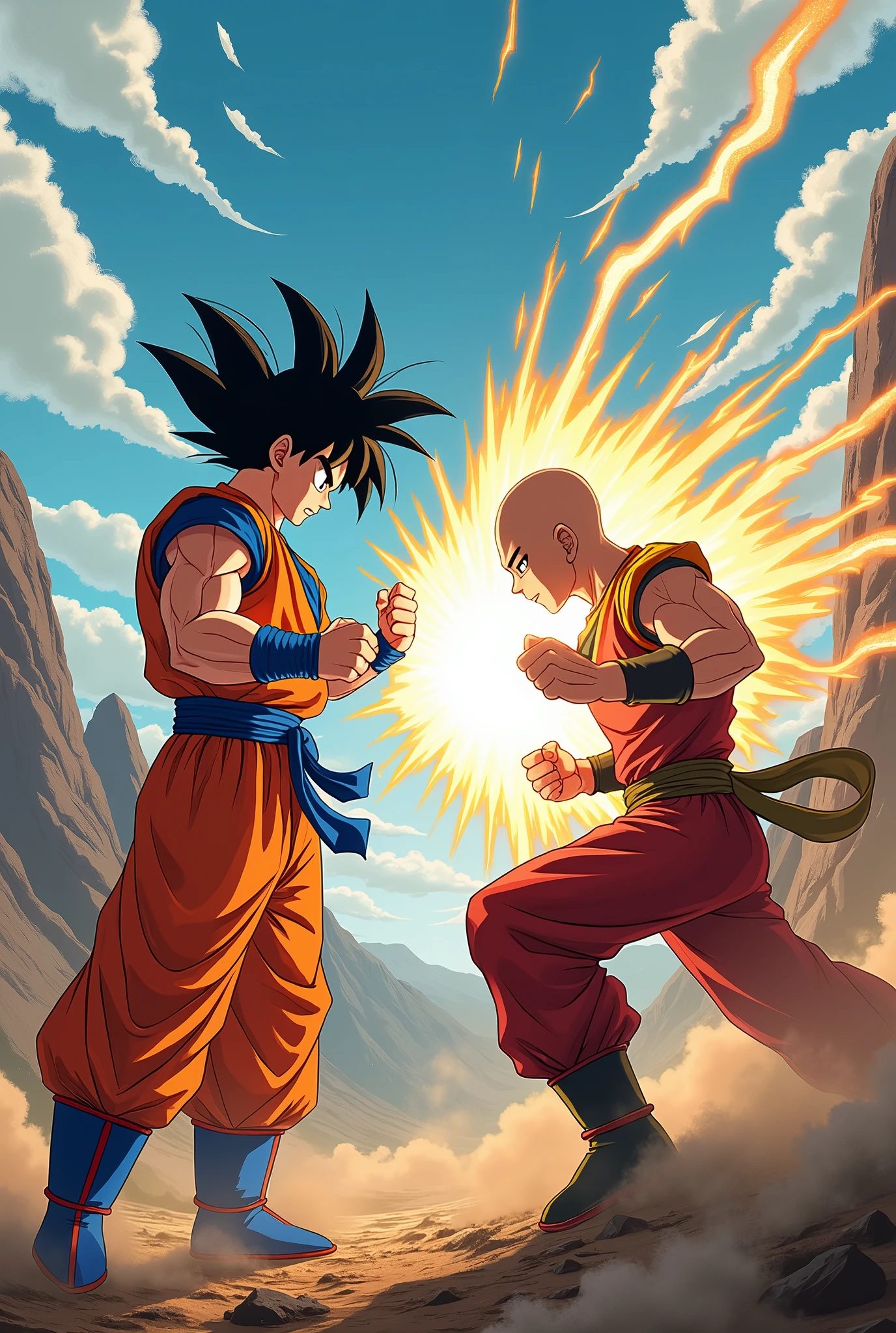 Goku and Saitama fighting