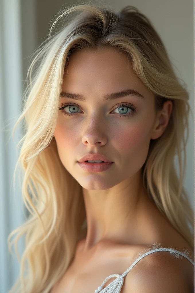 Create a very realistic blonde woman 