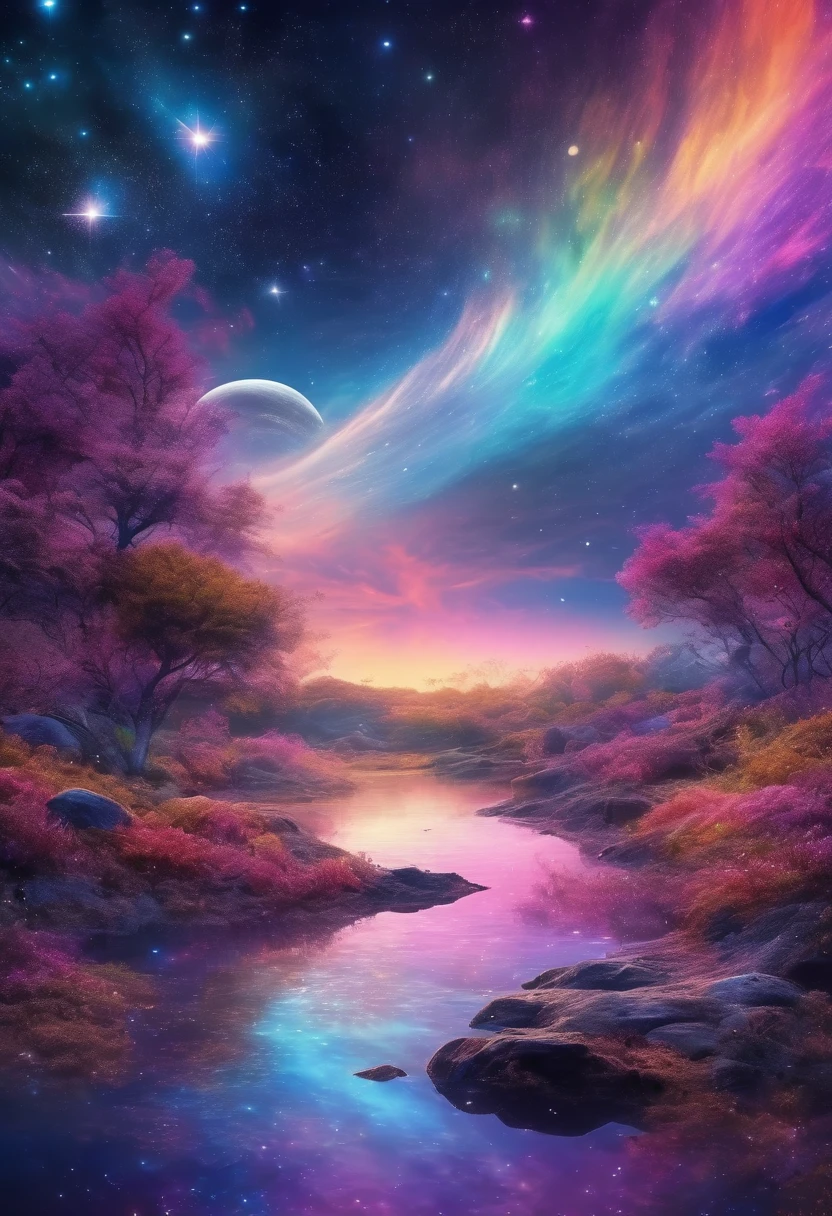 Beautiful galaxy dreamscape,Soft and surreal colors,(Highest quality,4K,High resolution:1.2),Very detailed,Impressionist style,starry skies,Dreamy atmosphere,Gentle moonlight,Space Pattern,Peaceful atmosphere,Subtle changes,Sublime Beauty,Dreamy environment,Quiet Peace,,A tranquil and otherworldly landscape,Sublime Sky Background,Calm and graceful,Subconscious Journey,Cosmic Inspiration,Vibrant and captivating colors,dreamy abstraction,A magical and enchanting sight,Deep amazement and awe,lucid dream,Galactic Dreamscape,A relaxing and introspective experience,bright shining star,Blissful state of mind,Calm atmosphere,Cosmic Whispers,Mysterious and enchanting,Just drifting away.I would prefer that there are no people in the image,