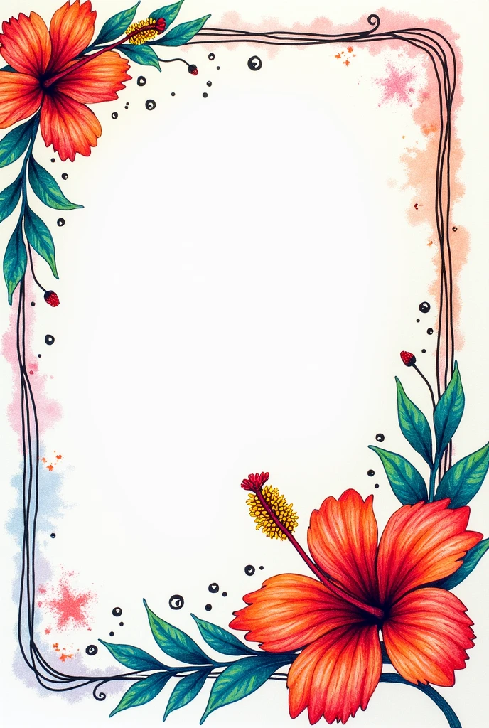 Bunga raya frame red doodlecolor pencil art drawing square frame more
