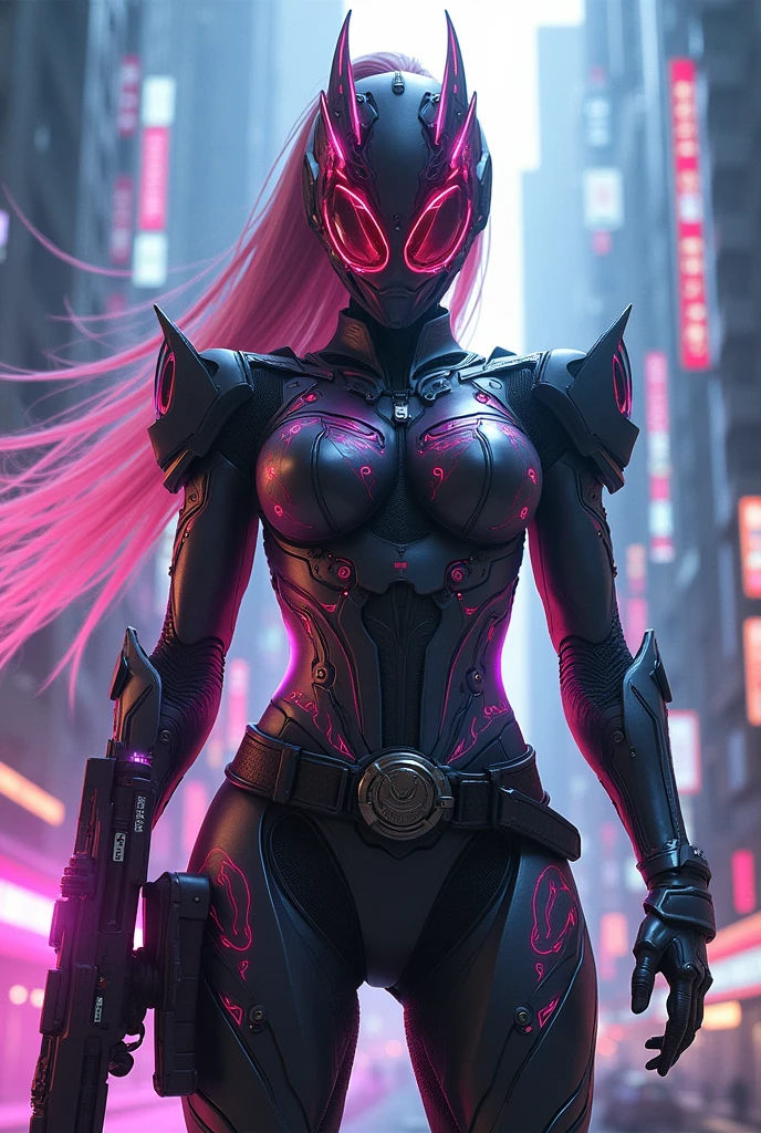Phoenix , kamen rider , cyberpunk , women , gun  ,  armor