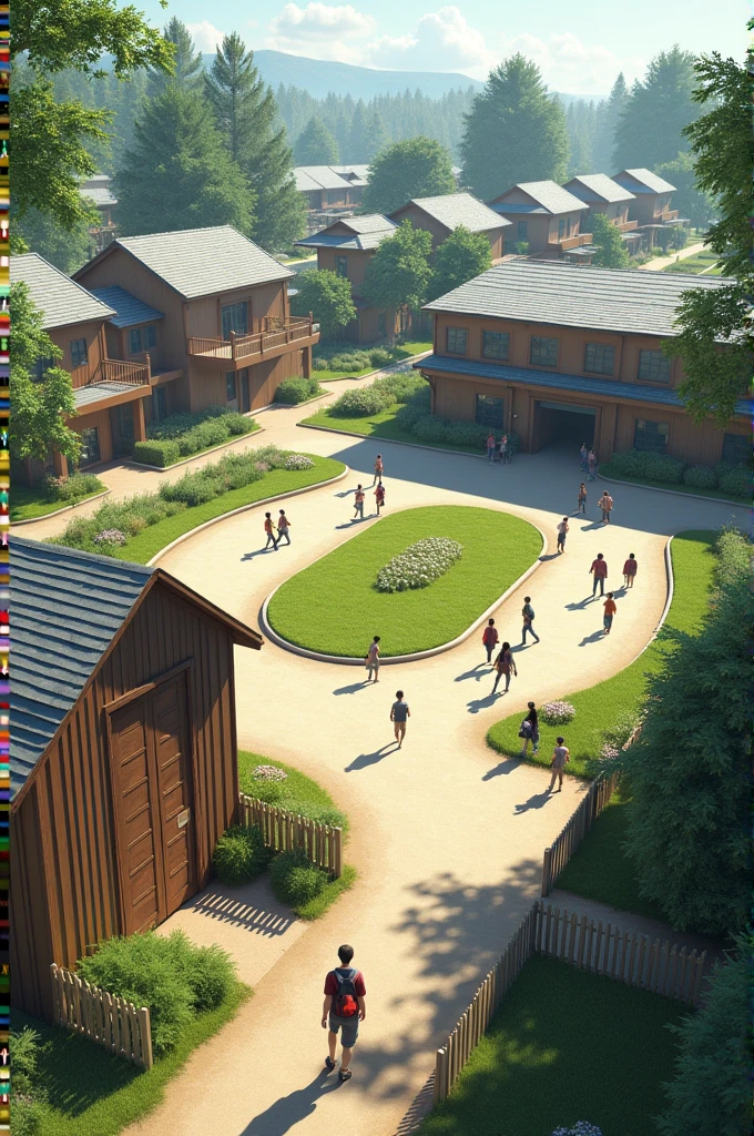 I want to generate a school that has a shed and on the left side is the door of the wooden fence and then on the right side are all the courses that are 6 are in the shape of a C but towards that I generate it in 3D