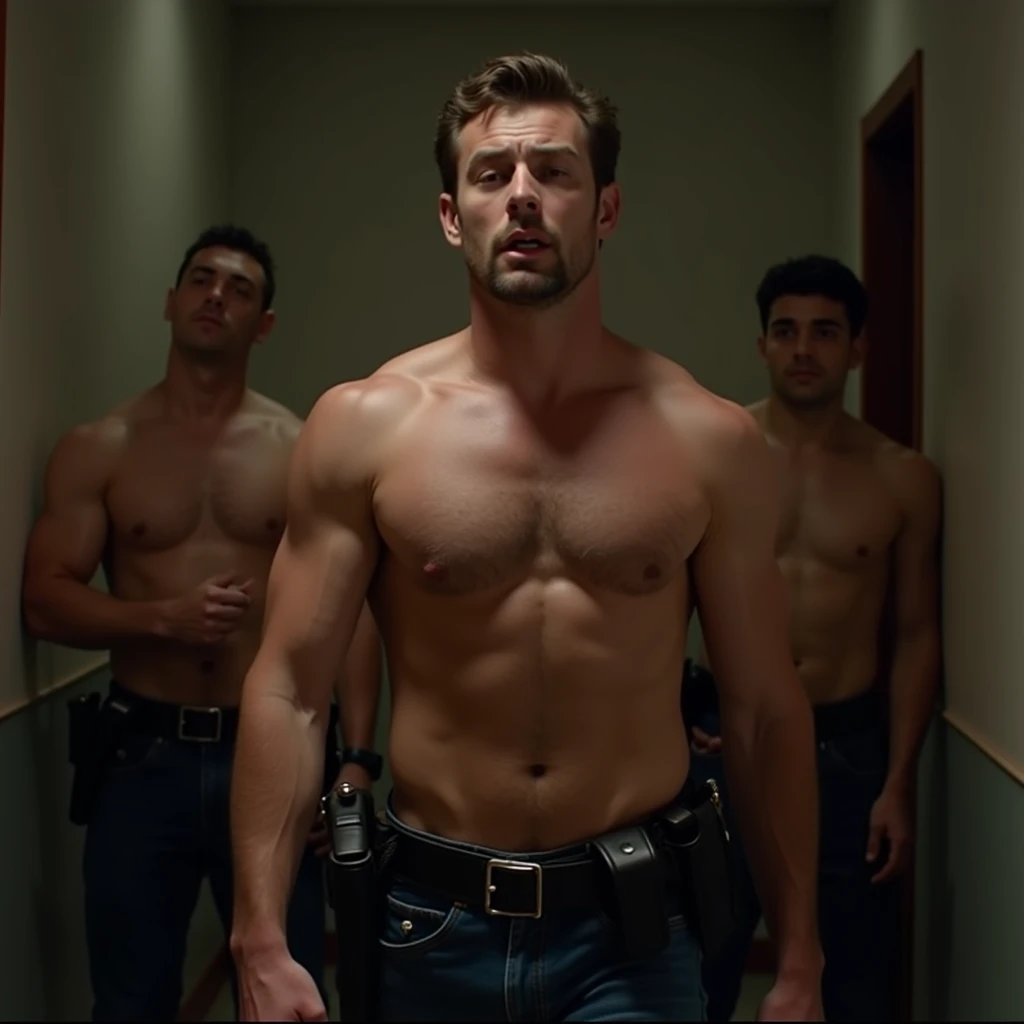 A group of gangsters kidnapped a handsome mature male policeman, stripped his clothes, and touched and played with every part of his body. Chest muscles! Chest hair! Movie texture! struggling expressions!!