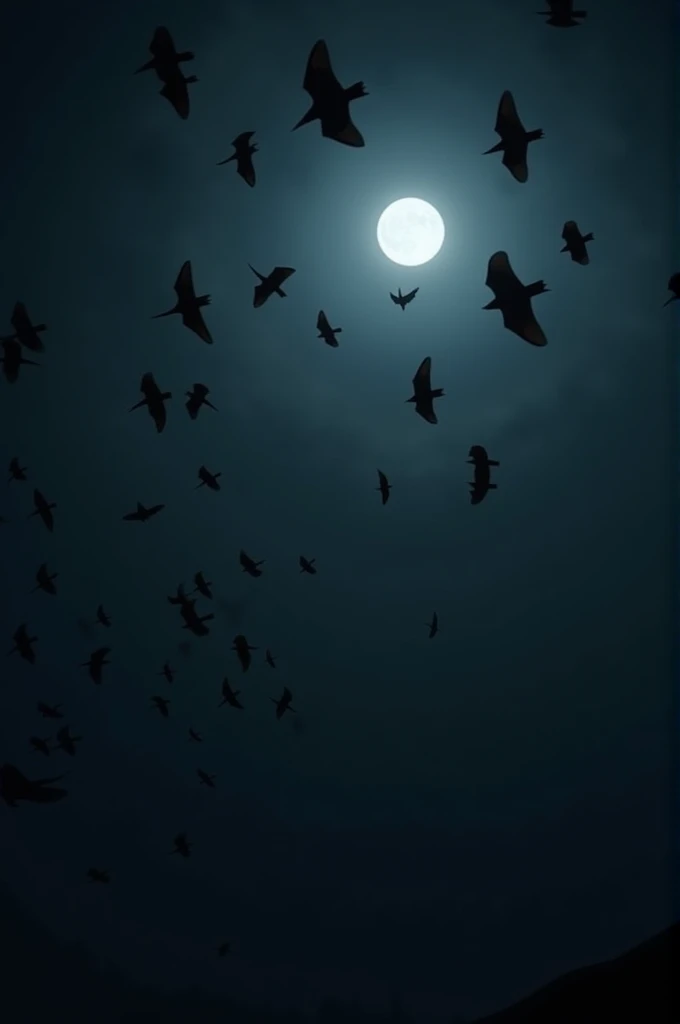 Make a very realistic video of bats flying in a flock, with real movements of these birds
