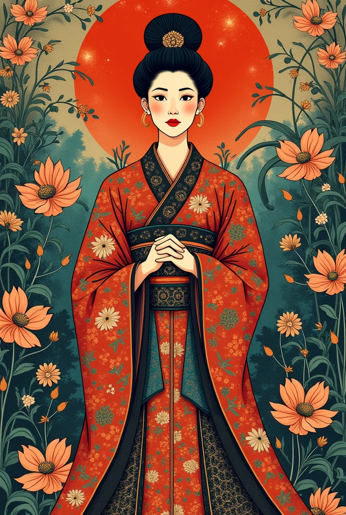 Historical women figure of japan in Madhubani