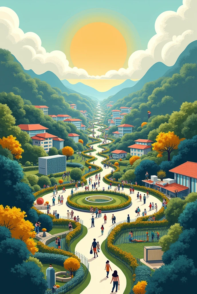 Create a drawing about what an ideal society would be like today based on philosophy 