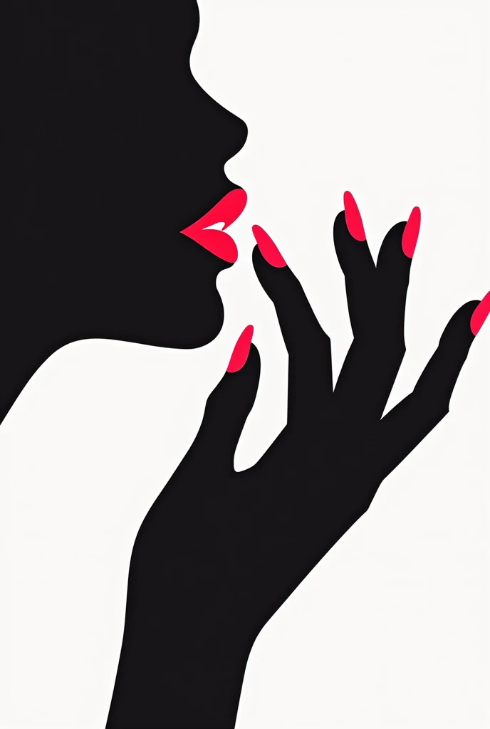 Woman's lips nails silhouette illustration. Vector Icon business sign template for Beauty Industry, Nail Salon, Beauty Salon, Manicure, Spa Boutique, Cosmetic procedures, Cosmetic labeling. Editable