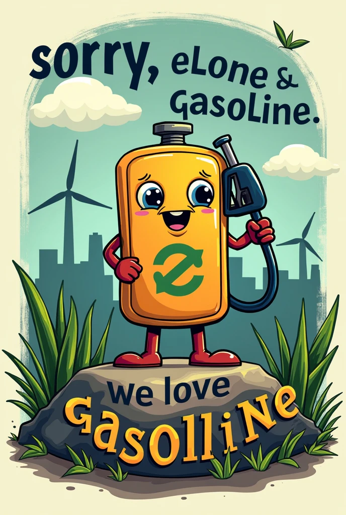 Create an image to print on hoodie saying " Sorry , Elone we love gasoline "