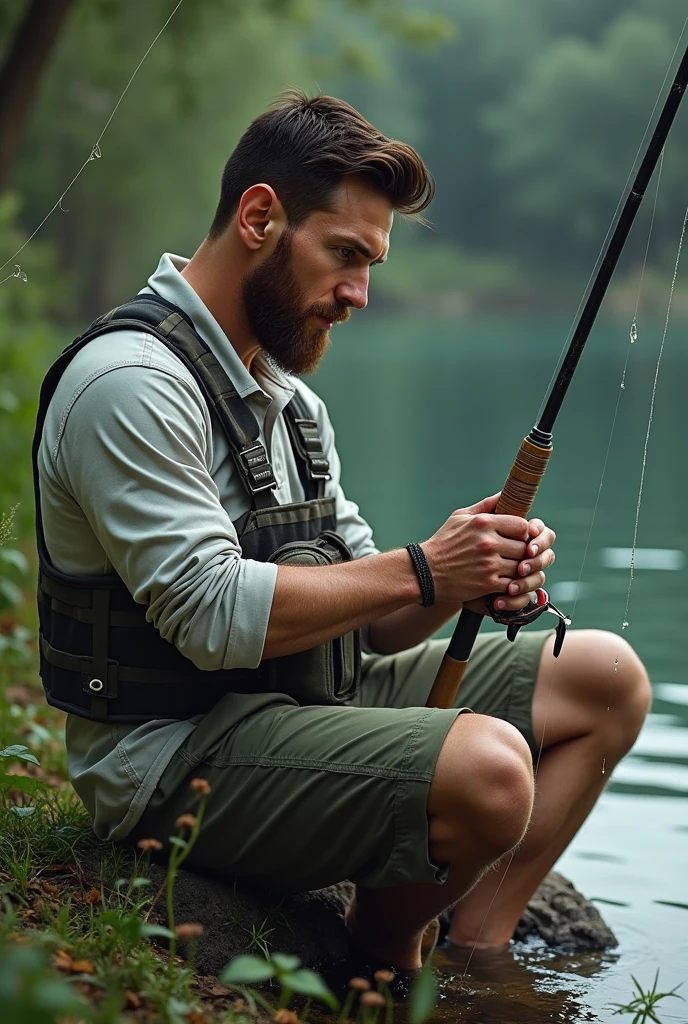 Look like real face messi is fishing