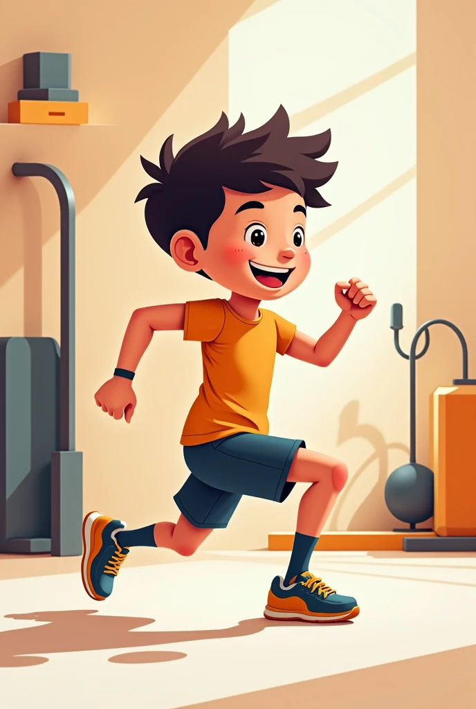 Vector art image of boy doing gym