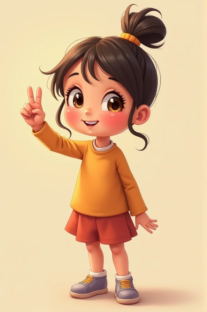 girl holding up 3 fingers
