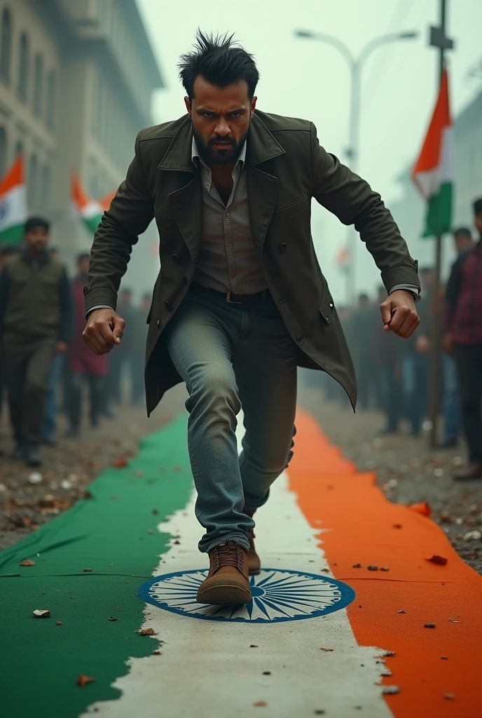 Foot step on indian flag for extreme dishonor. 