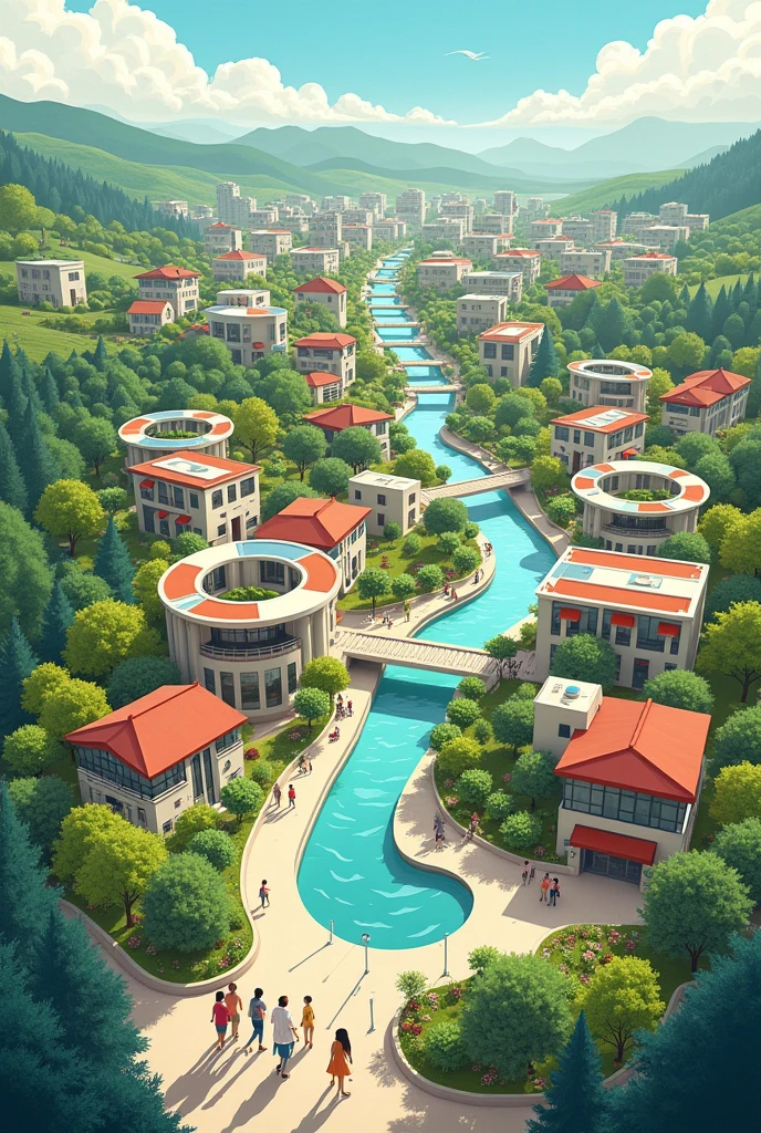 Create a drawing about what an ideal society would be like today based on philosophy