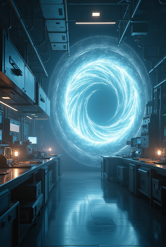 A wormhole in a science laboratory with dissolved space