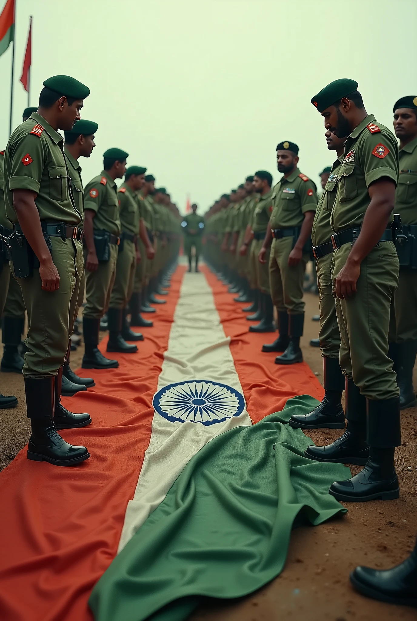 Bangladeshi army making foot step on indian flag for highly extreme dishonor 