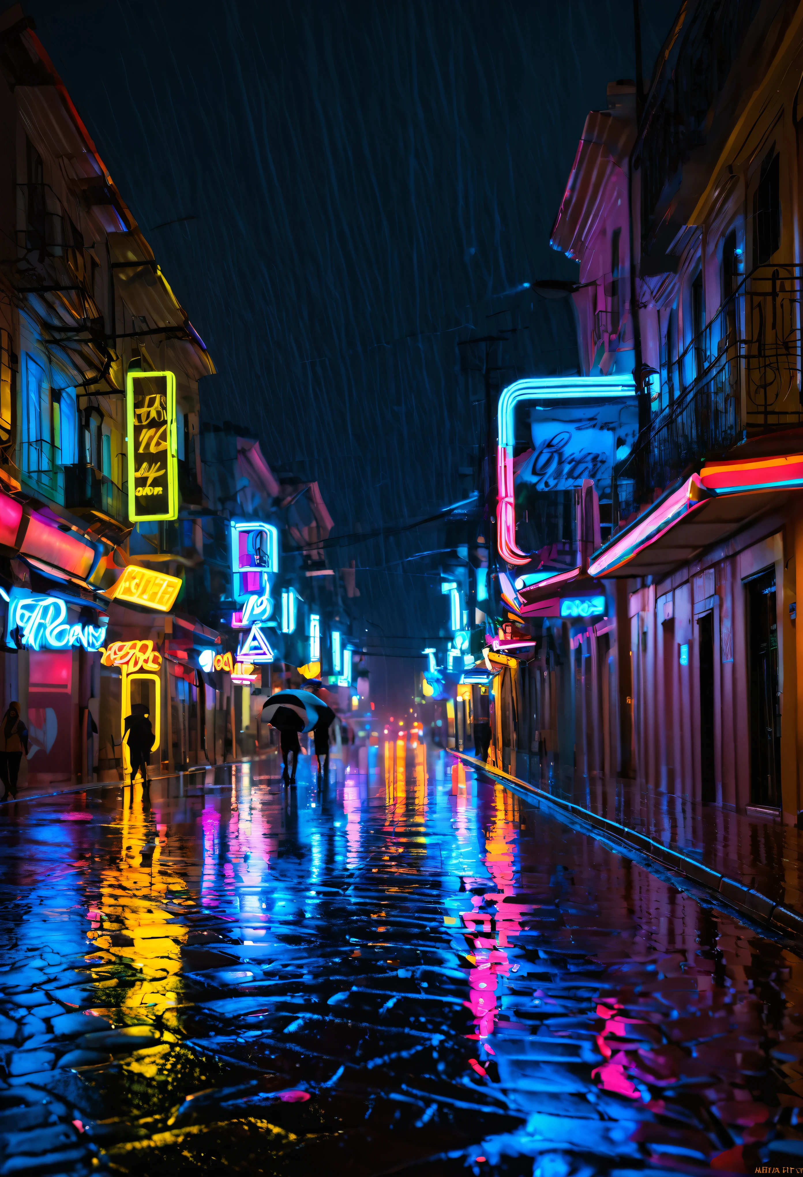 Jill Valentine, walking through the city streets, One night, moonlights, Neon Signs, raining, tempest, Raindrops, awardwinning,(8k, raw-photo, best qualityer, work of art:1.2),ultra detali, (highly detailed skin:1.2), 8k hd, dslr, soft lighting, high qualiy, 