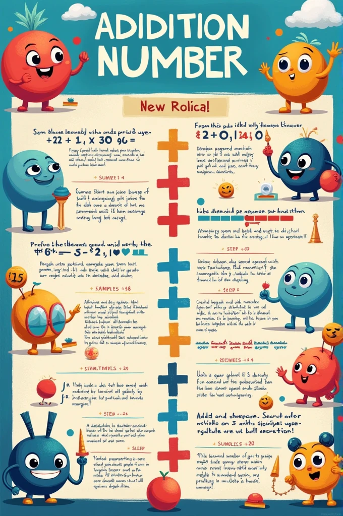 Create a poster of addition and subtraction of rational numbers