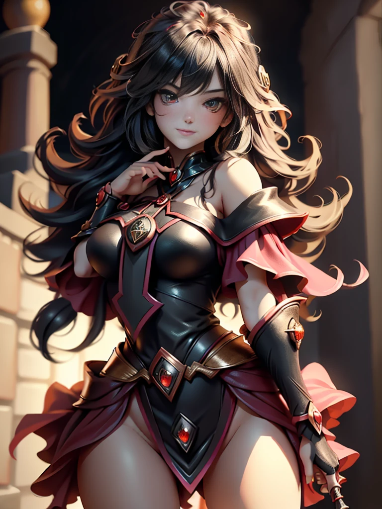 Gils, the 22 year old dark wizard.,He looks back playfully.,Hair and its fluffiness,The eyes are big,having fun,Looking at the camera directly,Best Quality, masterpiece, A high resolution, Being red in the face, (seductive smile:0.8), Bulbous star-shaped pupils., Tyndall effect, realist, illuminated border, two tone lighting, (High detail leather:1.2), 8K UHD, digital slr camera, soft lighting, high quality, volumetric lighting, frankness, Photography, A high resolution