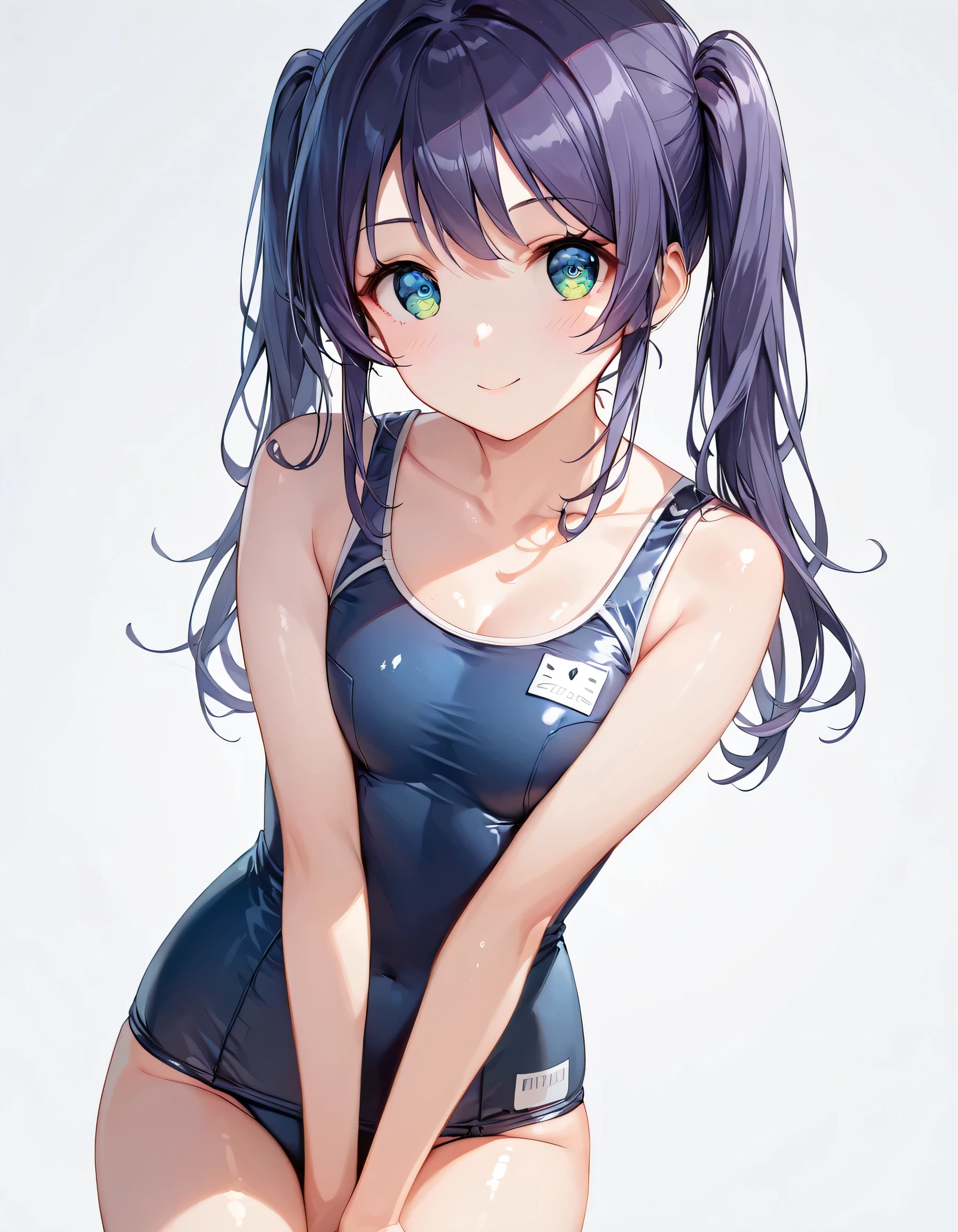 score_9, score_8_superior, score_7_superior,sauce_anime, High-resolution images,masterpiece,Highest quality,,Cute Face,Beautiful Skin,Shiny Hair,Highly detailed eyes,Simple Background, navy school swimsuit、Idol、18-year-old、kawaii,cute,