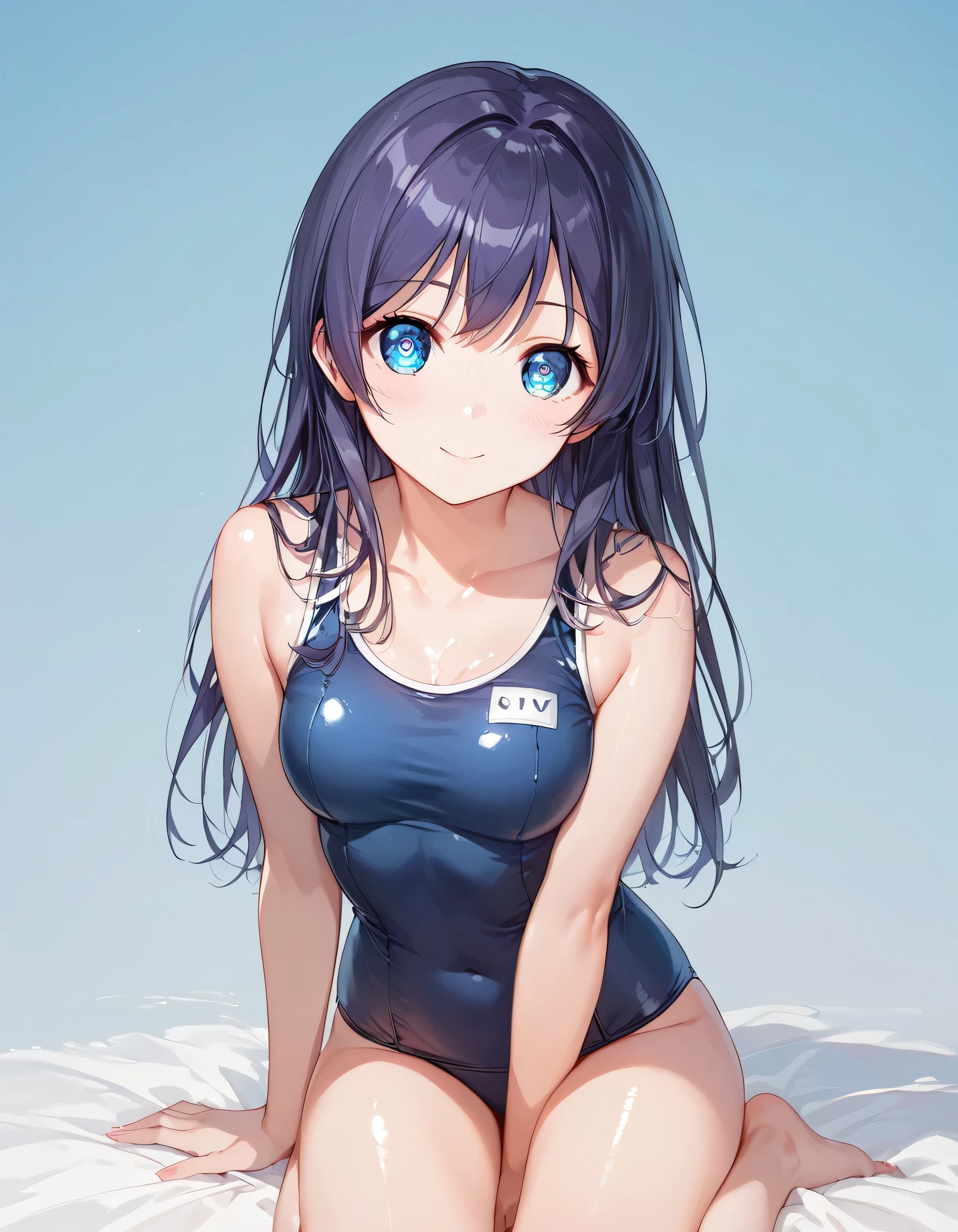score_9, score_8_superior, score_7_superior,sauce_anime, High-resolution images,masterpiece,Highest quality,,Cute Face,Beautiful Skin,Shiny Hair,Highly detailed eyes,Simple Background, navy school swimsuit、Idol、18-year-old、kawaii,cute,