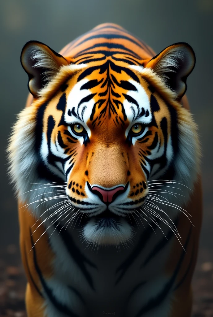 Tiger face but similar with adolf hitler