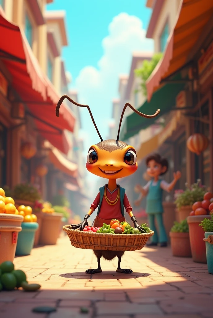 Animated ant at a stall