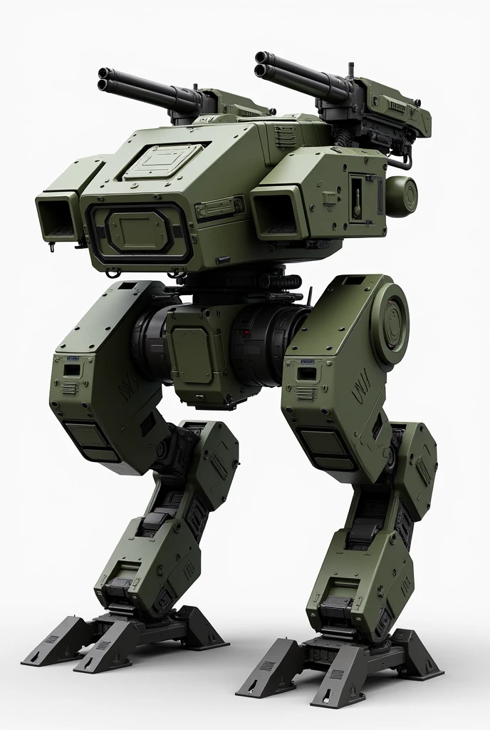 Create a realistic military quadruped robot,Equipped with directed energy weapons and automatic bullet weapons.. but realistic,nothing of fiction