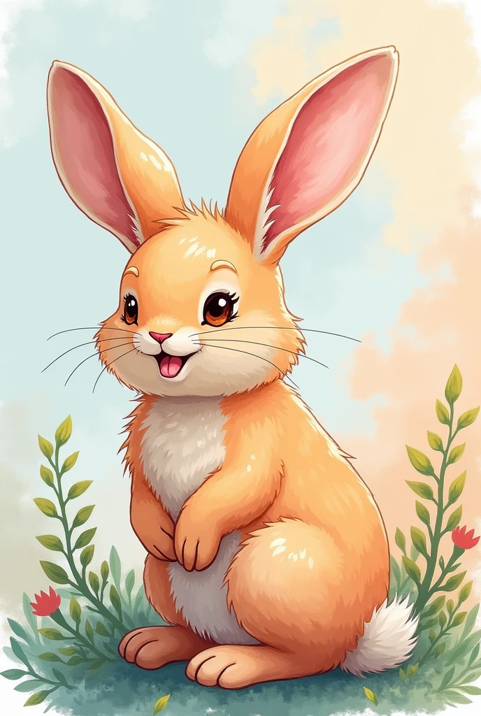 drawn in the form of a colored drawing, A rabbit