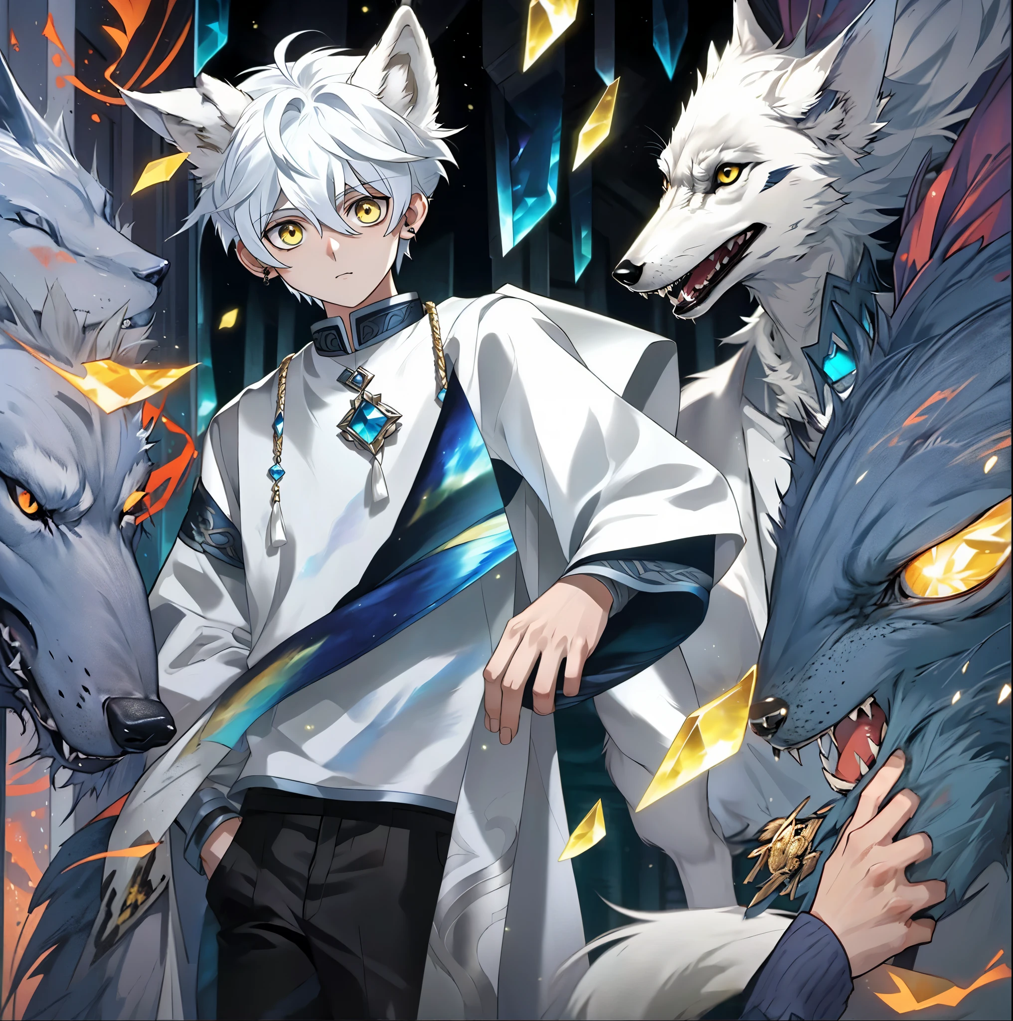 雪Wolf,白色的巨大的Wolf,白色的Wolf,Wolf,Monsters,Magic