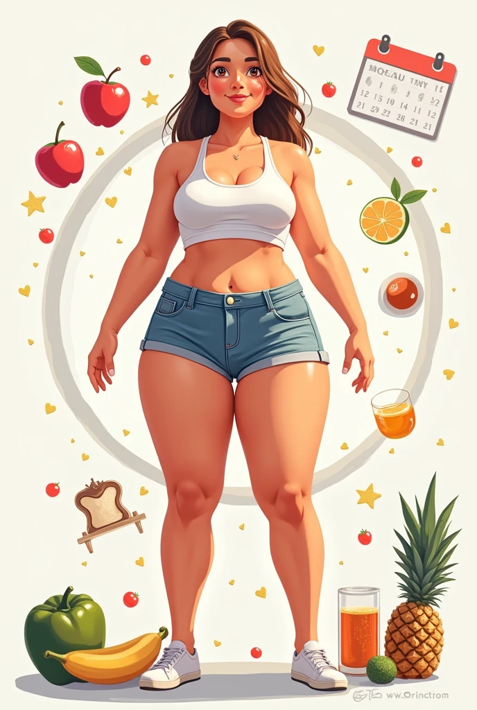 Create a half-realistic drawing image about Healthy Transformation - 30-Day Diets to Lose Weight Drawing with a meaning for losing weight and a 30-day diet