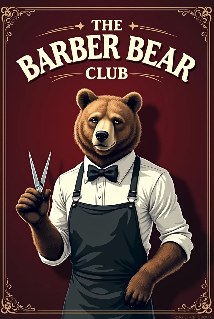 Credit card with a picture of a barber bear in the middle, at the top of the card the word the barber bear club and at the bottom of the card the word name and expiration date