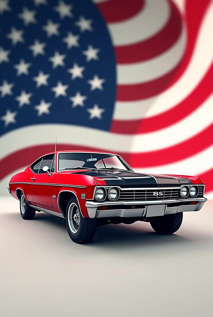 Sofia Vergara (age 25, American flag bikini), looking under the hood of a sleek sports car, glamour shot, low angle