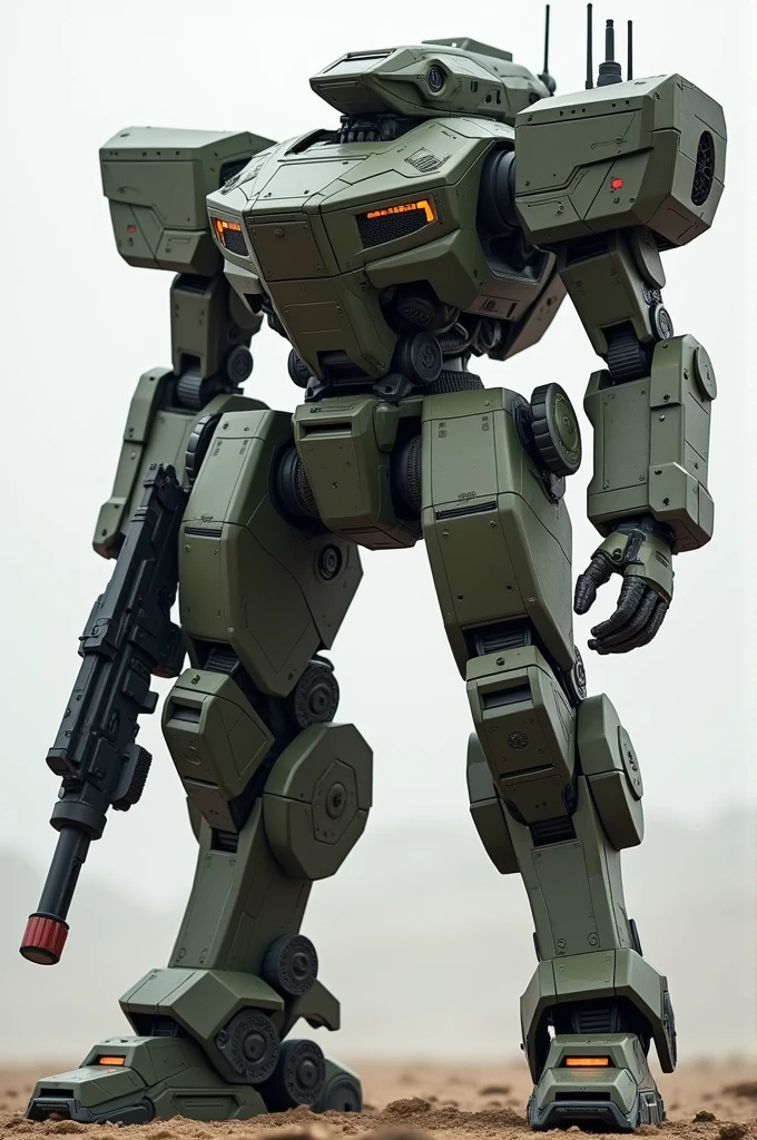 Create a realistic military machine,Equipped with directed energy weapons and automatic bullet weapons... But it must be able to go into different areas and keep in mind that it must be realistic, not fictional.