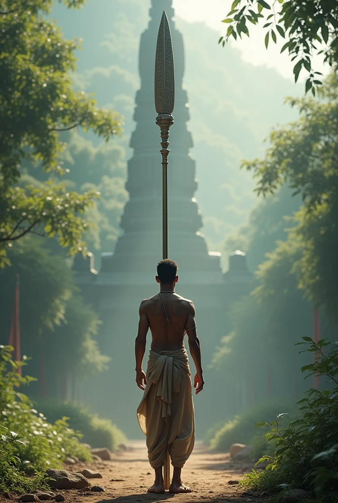 20 years old Boy standing backside infront of murugar vel