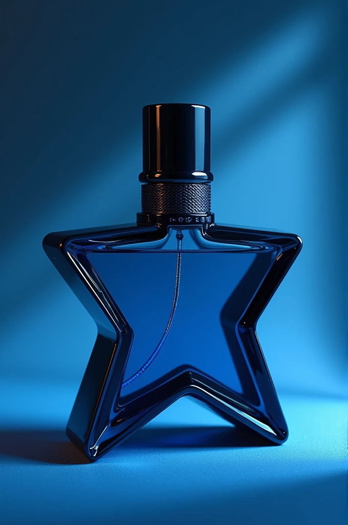 Create packaging for a perfume called Good Boy, that has a star-shaped bottle, and it&#39;s blue.