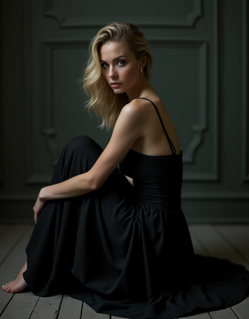 Arafed woman in a black dress sitting on the floor., Rosamund Pike as the doctor, Moaning, Katheryn Winnick, natalie dormer, Photoshoot, Marisa Kirisame, Nicole DeBoer, the super hot and sexy, beautiful woman, Stunning woman, Carmen Electra, Alan Fletcher, Carolina Cummings, intense latent, latent