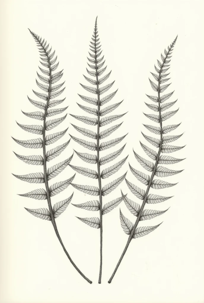 Draw me like a man made drawing of a 5 set of fern leaf with different patterns make it more realistic drawing of a human