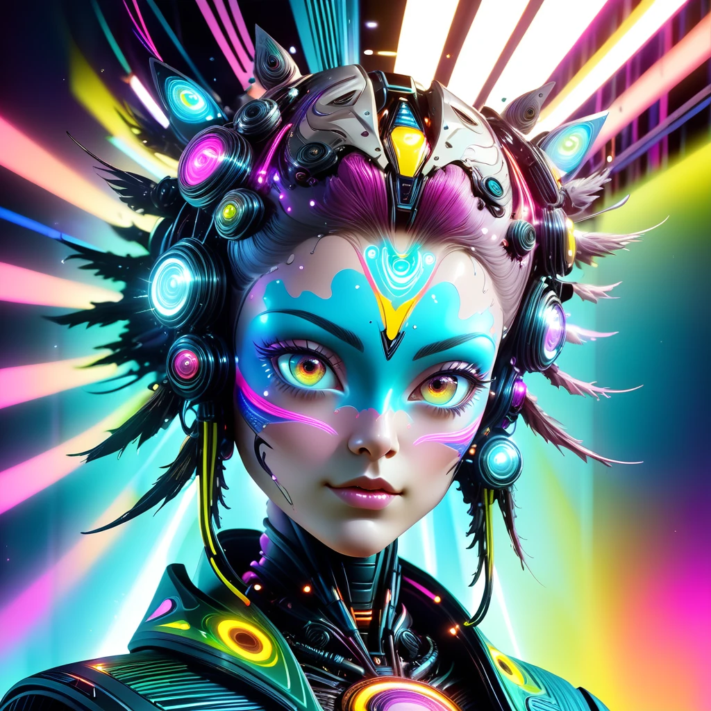 Memes, Surreal, Digital Art, EEG, Information flow, Cultural transmission, Potential awareness, abstract pattern, psychedelic, Neon color, Glitch Art, cyber punk, Cinema Lighting, Super detailed, 8k, Realistic, Volumetric, Ray Tracing, Studio Lighting, Vibrant colors, psychedelic elements, Viral content, Social Media, Cultural phenomenon